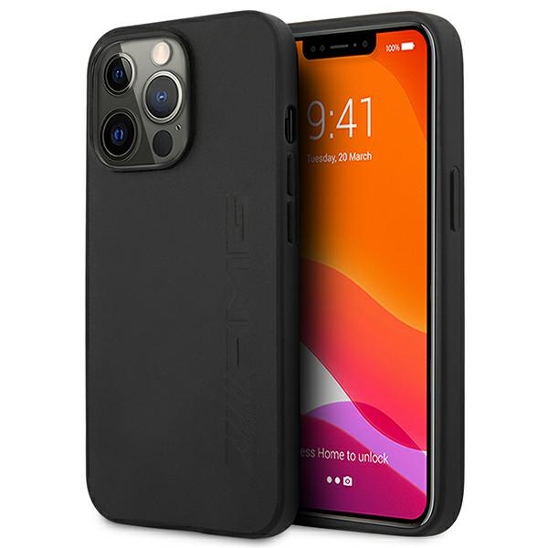 AMG AMHCP14XDOLBK iPhone 14 Pro Max 6.7" black hardcase with Leather Hot Stamped design