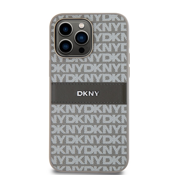DKNY DKHCP14LPRTHSLE iPhone 14 Pro 6.1" beige hardcase Leather Mono Stripe & Metal Logo - Image 3