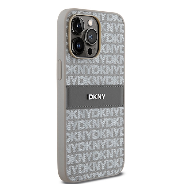 DKNY DKHCP14LPRTHSLE iPhone 14 Pro 6.1" beige hardcase Leather Mono Stripe & Metal Logo - Image 4