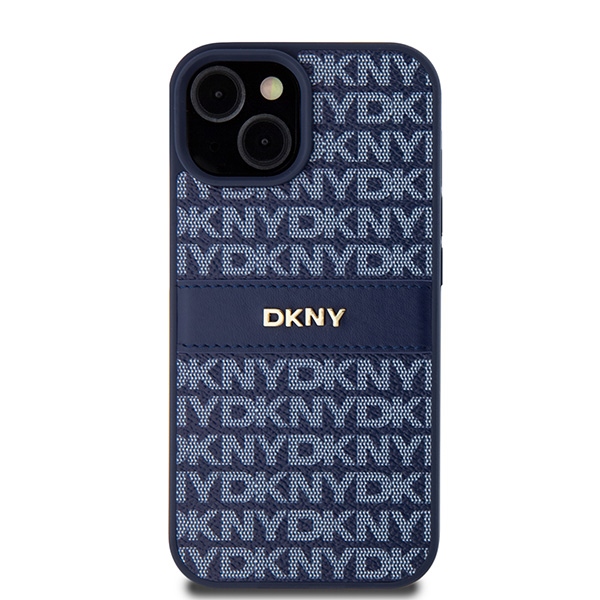 DKNY DKHCP15SPRTHSLB iPhone 15 / 14 / 13 6.1 inch blue hardcase Leather Mono Stripe & Metal Logo - Image 3