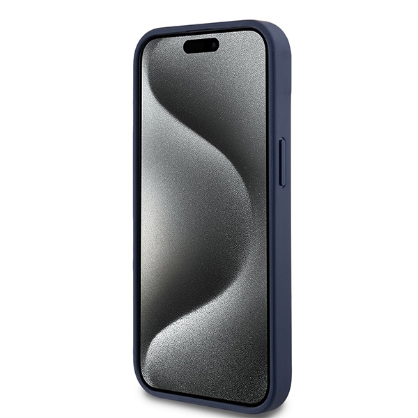 DKNY DKHCP15SPRTHSLB iPhone 15 / 14 / 13 6.1 inch blue hardcase Leather Mono Stripe & Metal Logo - Image 5