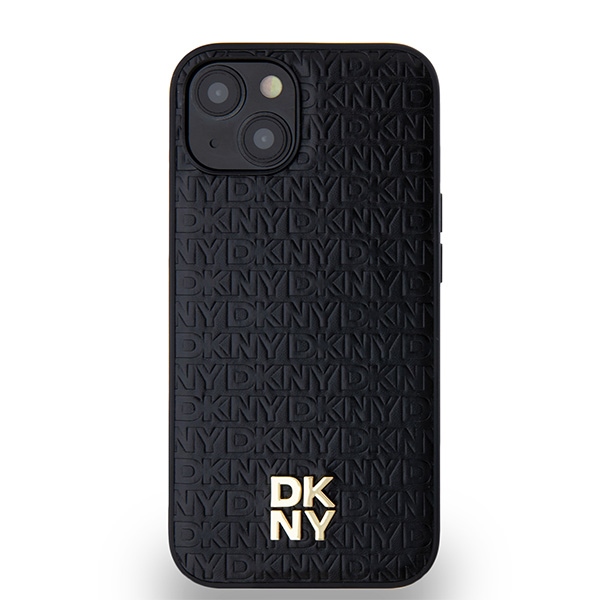 DKNY DKHMP14SPSHRPSK iPhone 14 / 15 / 13 black hardcase Leather Monogram Pattern Metal Logo MagSafe - Image 3