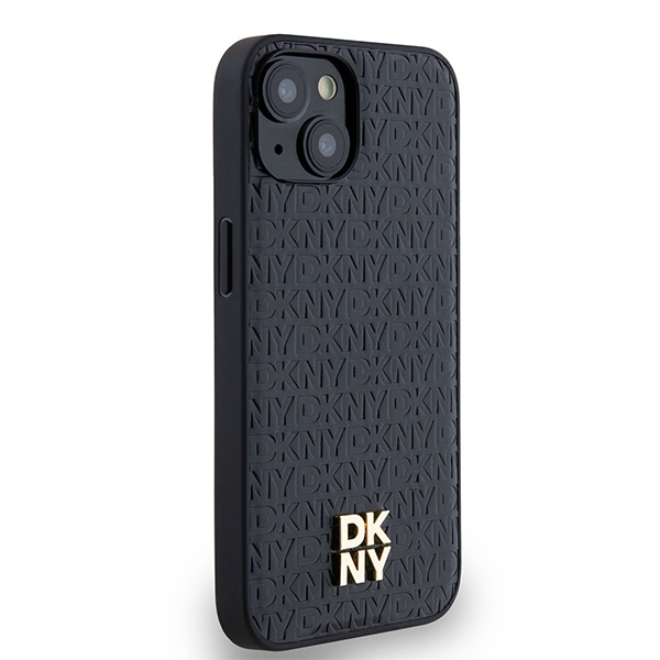DKNY DKHMP14SPSHRPSK iPhone 14 / 15 / 13 black hardcase Leather Monogram Pattern Metal Logo MagSafe - Image 4