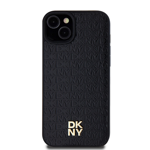 DKNY DKHMP15MPSHRPSK iPhone 15 Plus / 14 Plus 6.7 inch black hardcase Leather Monogram Pattern Metal - Image 3