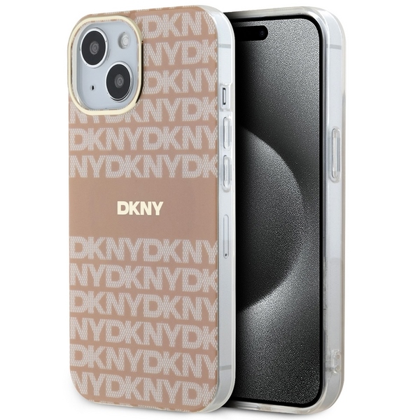 DKNY DKHMP14SHRHSEP iPhone 14 / 15 / 13 6.1 inch pink hardcase IML Mono & Stripe MagSafe