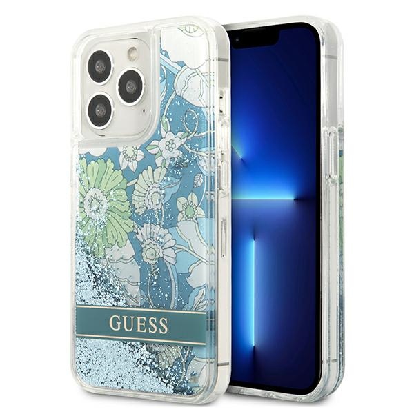 Guess GUHCP13XLFLSN iPhone 13 Pro Max 6,7" green hardcase Flower Liquid Glitter