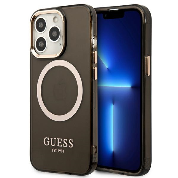 Guess GUHMP13LHTCMK iPhone 13 Pro / 13 6,1" black hard case Gold Outline Translucent MagSafe