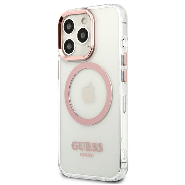 Guess GUHMP13LHTRMP iPhone 13 Pro / 13 6,1" pink hard case Metal Outline Magsafe - Image 2