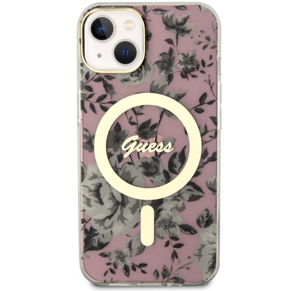 Guess GUHMP14SHCFWSP iPhone 14 / 15 / 13 6.1" pink hardcase Flower MagSafe - Image 3