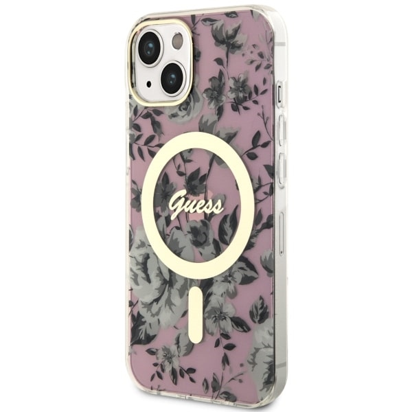Guess GUHMP14MHCFWSP iPhone 14 Plus / 15 Plus 6.7" pink hardcase Flower MagSafe - Image 2