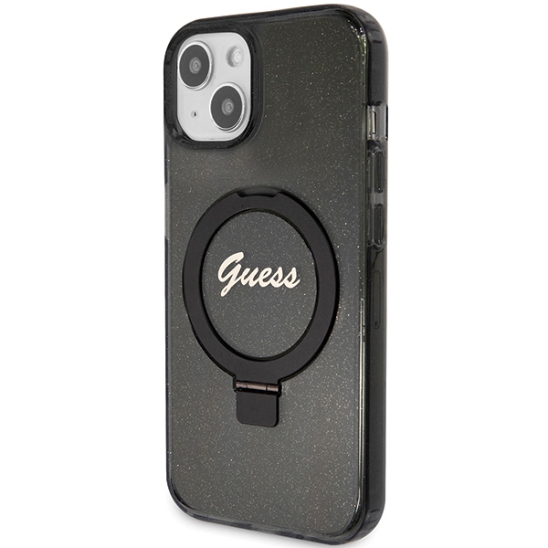 Guess GUHMP14SHRSGSK iPhone 14 / 15 / 13 6.1" black hardcase Ring Stand Script Glitter MagSafe - Image 2