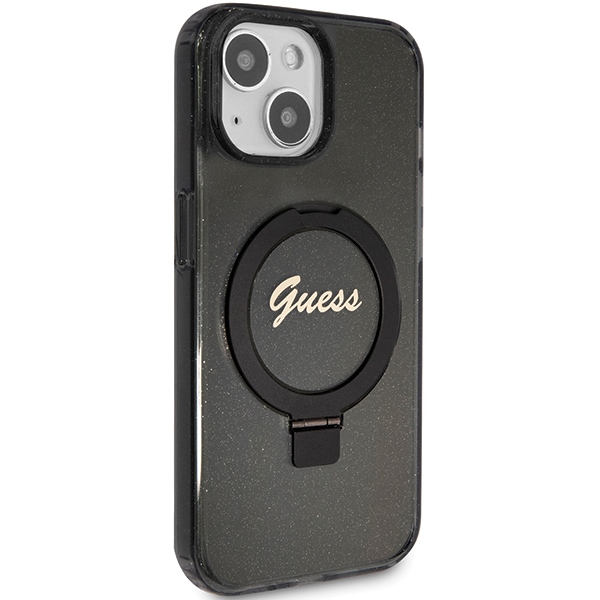 Guess GUHMP14SHRSGSK iPhone 14 / 15 / 13 6.1" black hardcase Ring Stand Script Glitter MagSafe - Image 4