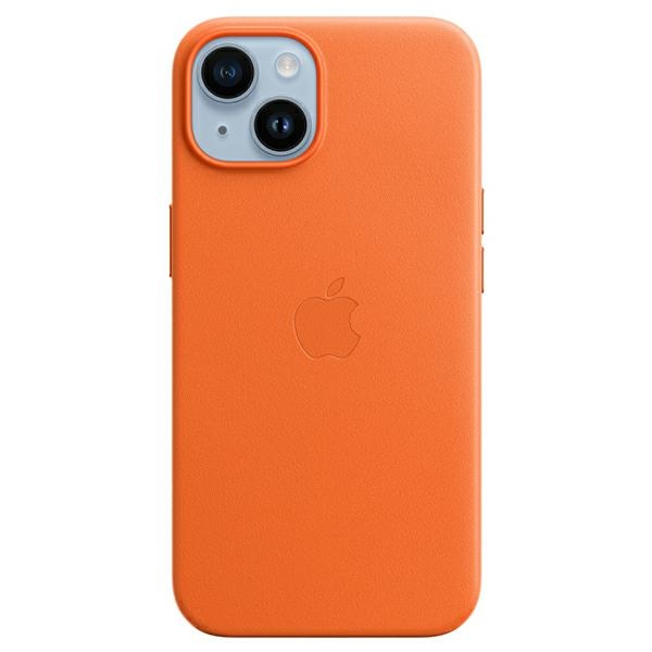 Case Apple MPP83ZM/A iPhone 14 / 15 / 13 6.1" orange Leather Case MagSafe