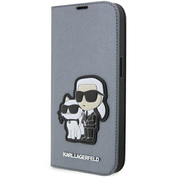 Karl Lagerfeld KLBKP14LSANKCPG iPhone 14 Pro 6.1" bookcase silver Saffiano Karl & Choupette