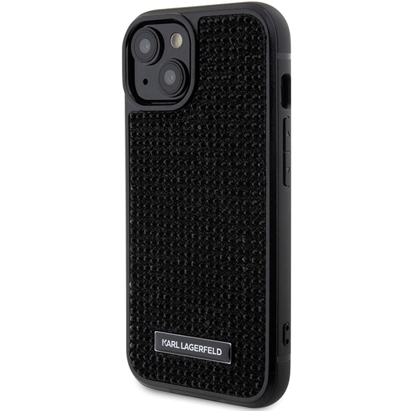 Karl Lagerfeld KLHCP15SHDSPLK iPhone 15/ 14 / 13 6.1" black hardcase Rhinestone Logo Metal Pl - Image 2