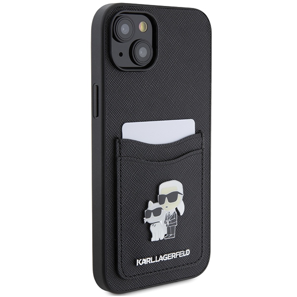 Karl Lagerfeld KLHCP15SSAPKCNPK iPhone 15 / 14 / 13 6.1" black hardcase Saffiano Cardslot Karl - Image 4