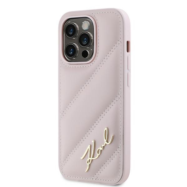 Karl Lagerfeld KLHCP14LPQDSMGP iPhone 14 Pro 6.1" pink hardcase Diagonal Quilted Script - Image 2