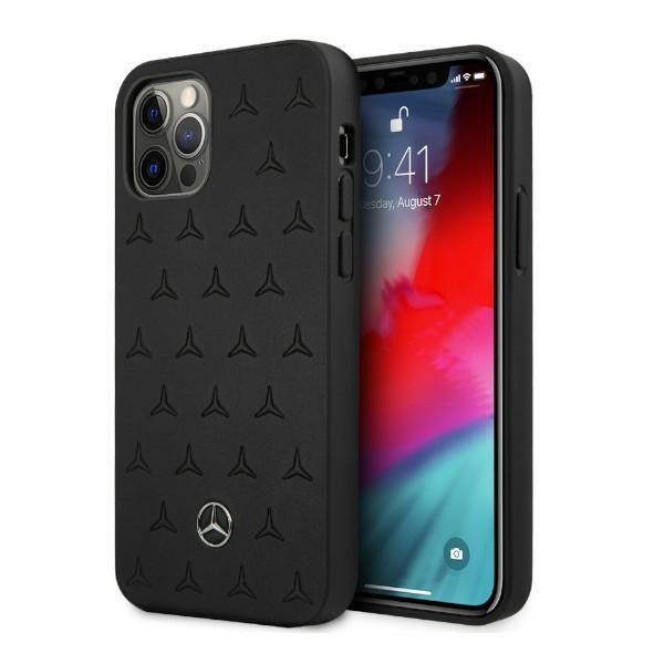 Mercedes MEHCP12LPSQBK iPhone 12 Pro Max 6,7" black hardcase Leather Stars Pattern