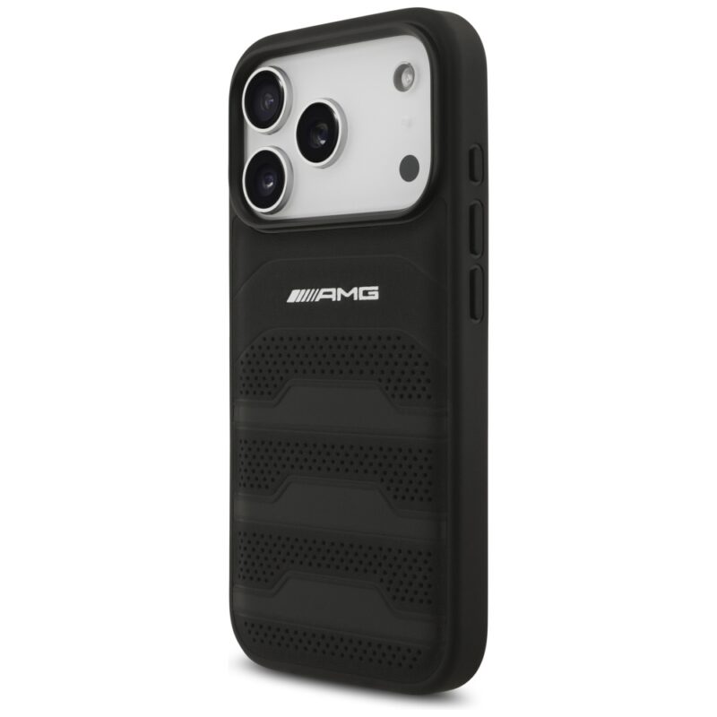 Case AMG Leather Debossed Lines Logo for iPhone 17 Pro black - Image 2