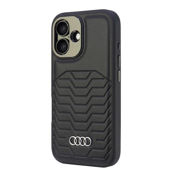 Audi Synthetic Leather MagSafe iPhone 16 6.1" black hardcase AU-TPUPCMIP16-GT/D3-BK - Image 2