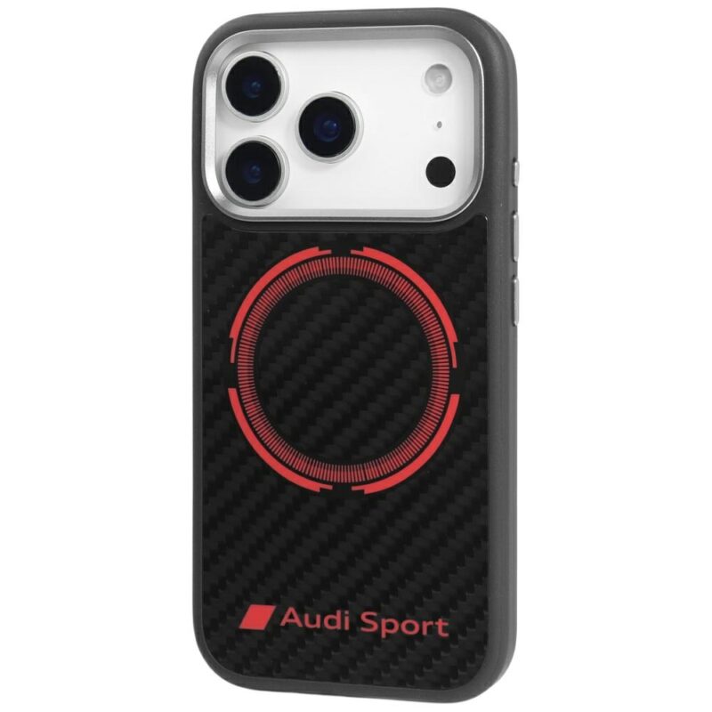 Case Audi RSQ Carbon Fiber Sport Red Circle MagSafe for iPhone 17 Pro black - Image 3