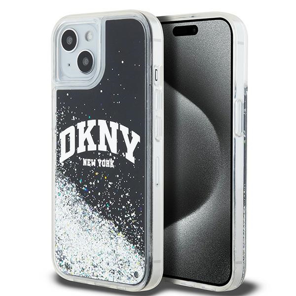 DKNY DKHCP14SLBNAEK iPhone 14 / 15 / 13 6.1" black hardcase Liquid Glitter Big Logo