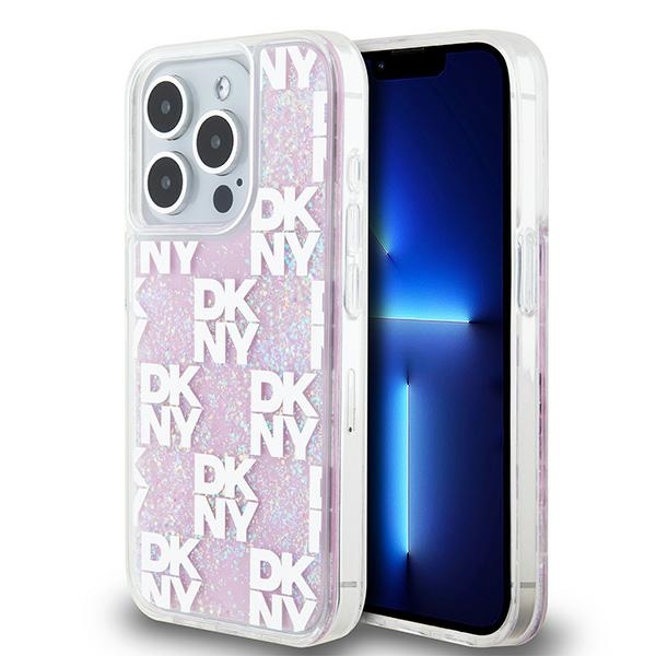 DKNY DKHCP15LLCPEPP iPhone 15 Pro 6.1" pink hardcase Liquid Glitter Multilogo