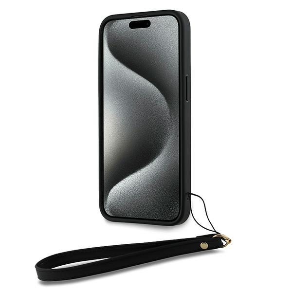 DKNY DKHCP15XPBSWSK iPhone 15 Pro Max 6.7 inch black hardcase with Wrist Strap and Stock Logo - Image 4