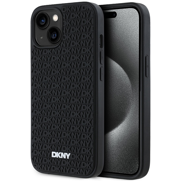DKNY DKHCP15M3DRPWK iPhone 15 Plus / 14 Plus 6.7" black hardcase 3D Rubber Repeat Pattern