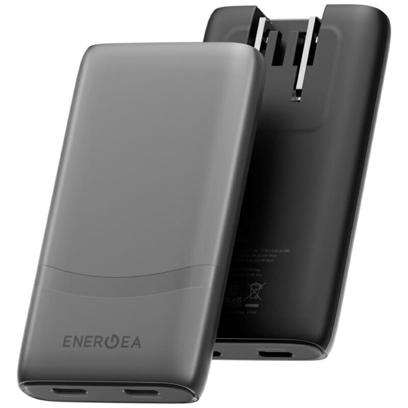 Wall charger Energea TravelWorld Edge 65W 2xUSB-C PD/PPS/QC3.0 (US/UK/EU) graphite