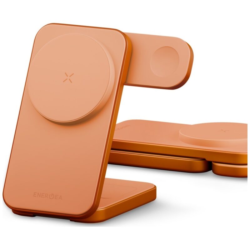 Wireless charger Energea MagTrio 2 3-in-1 Qi2 25W foldable orange - Image 2