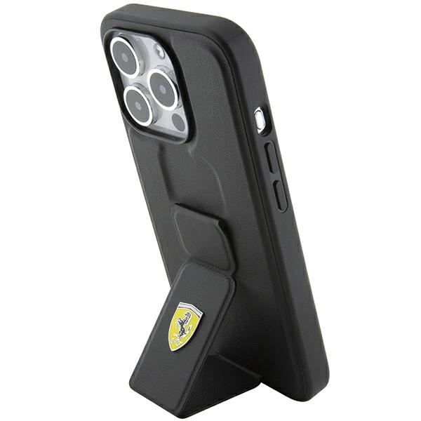 Ferrari FEHCP15LGSPSIK iPhone 15 Pro6.1" black hardcase Grip Stand Metal Logo - Image 2