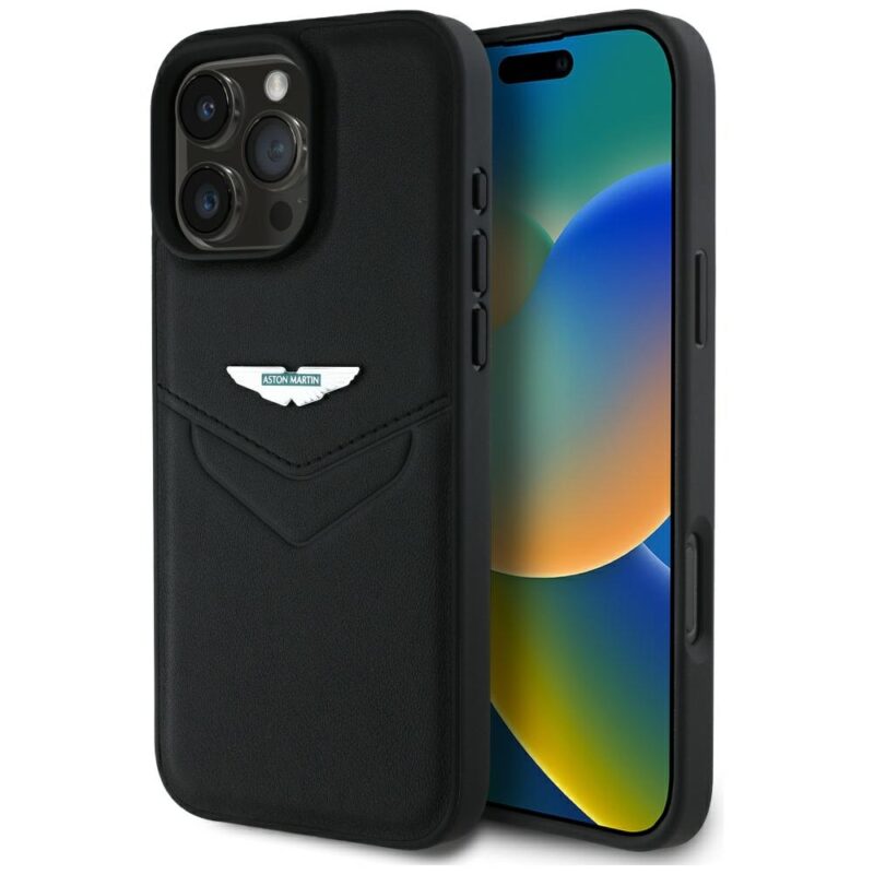 Case Aston Martin HC Leather Victory Design to iPhone 16 Pro black