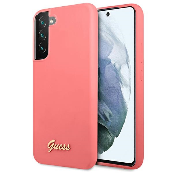 Guess GUHCS22MLSLMGFU S22+ S906 fuchsia hardcase Silicone Script Metal Logo