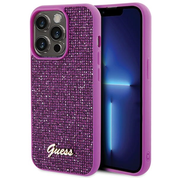 Guess GUHCP15LPMSDGSF iPhone 15 Pro 6.1" fuschia hardcase Disco Metal Script