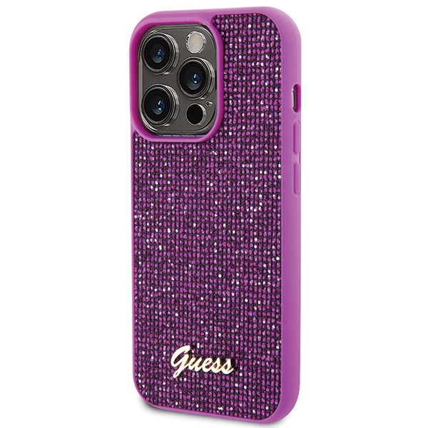 Guess GUHCP15LPMSDGSF iPhone 15 Pro 6.1" fuschia hardcase Disco Metal Script - Image 2