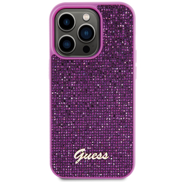 Guess GUHCP15LPMSDGSF iPhone 15 Pro 6.1" fuschia hardcase Disco Metal Script - Image 3