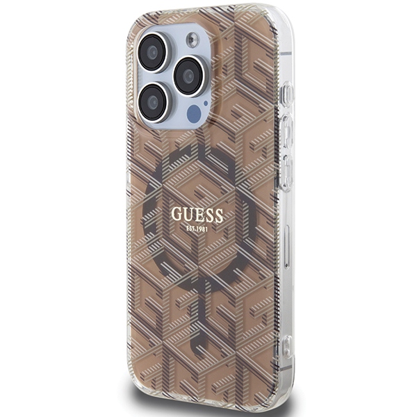 Guess GUHMP15XHGCUSTGW iPhone 15 Pro Max 6.7" brown hardcase IML GCube MagSafe - Image 2