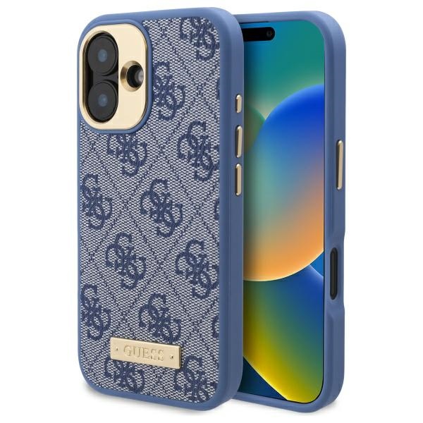 Guess GUHMP16SU4GPRB iPhone 16 6.1" blue hardcase 4G Logo Plate MagSafe