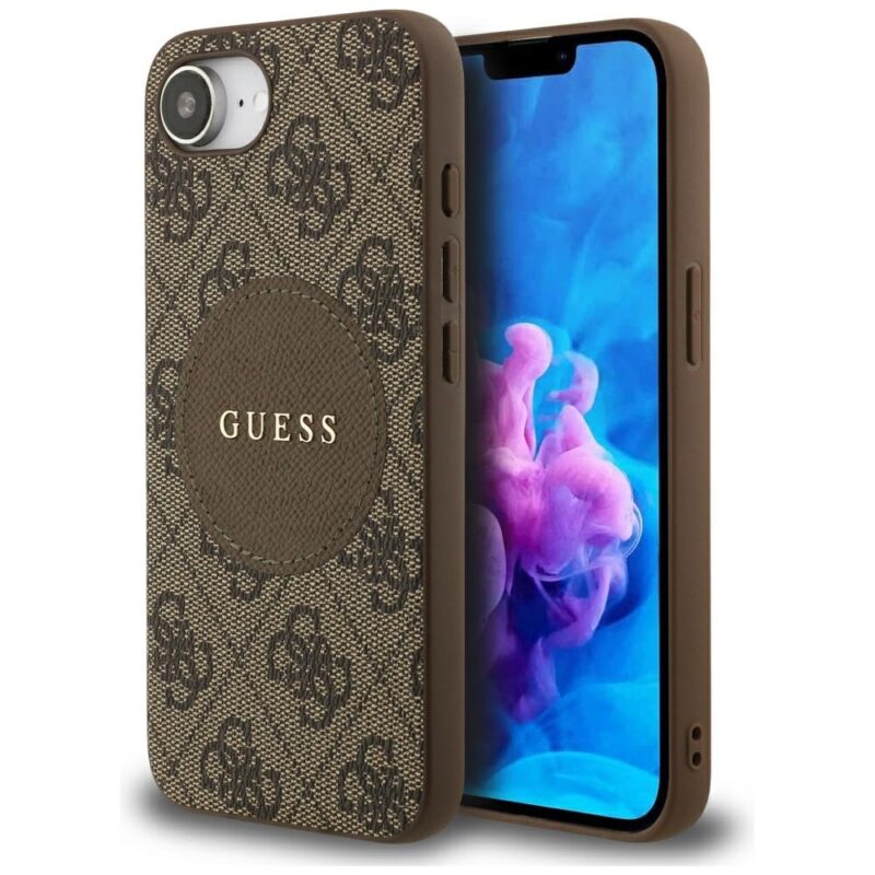 Case Guess 4G Circle Classic Logo MagSafe for iPhone 16e / 17e brown