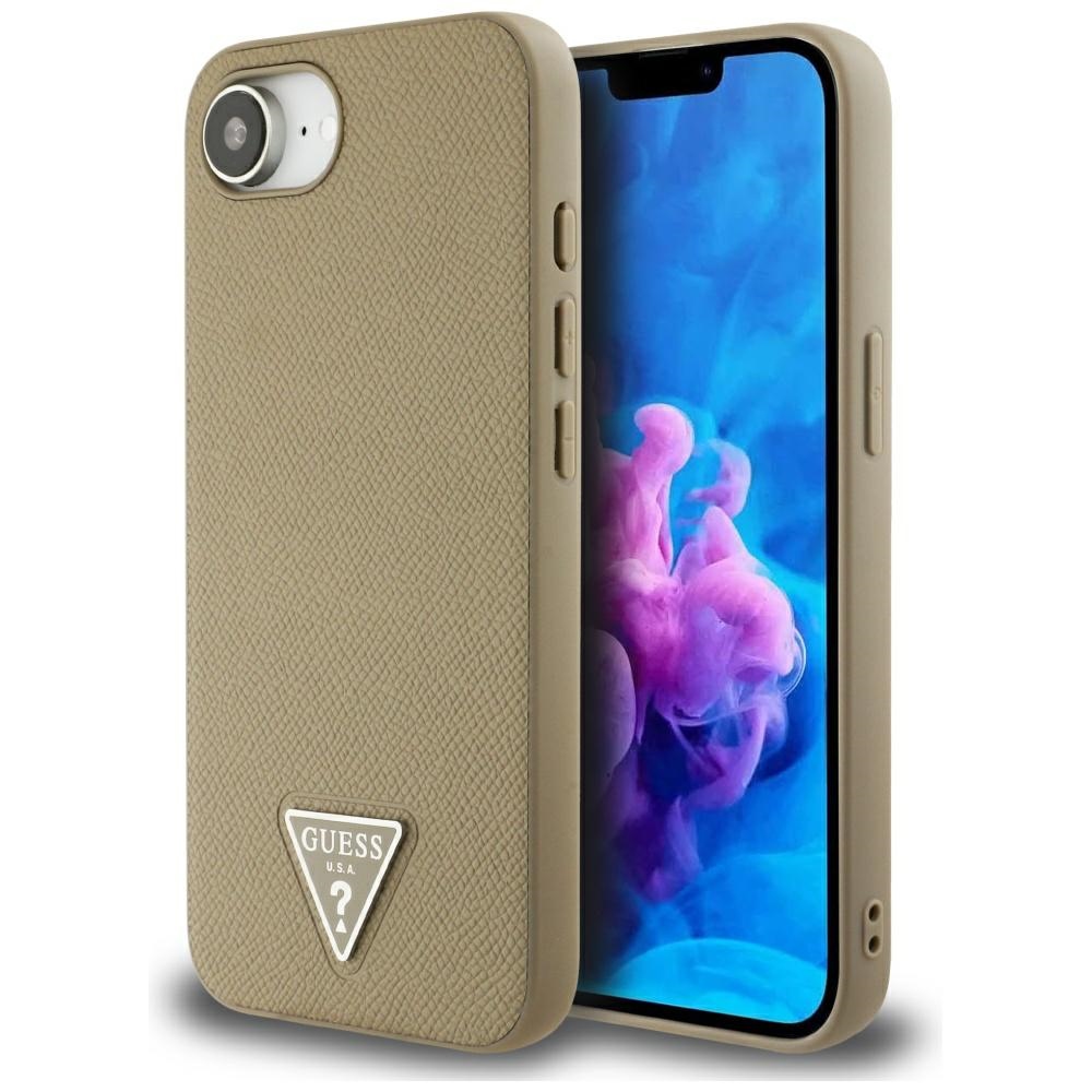 Case Guess Grained Triangle MagSafe for iPhone 16e / 17e brown