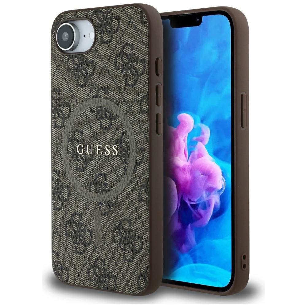 Case Guess 4G Ring Classic Logo MagSafe for iPhone 16e / 17e brown