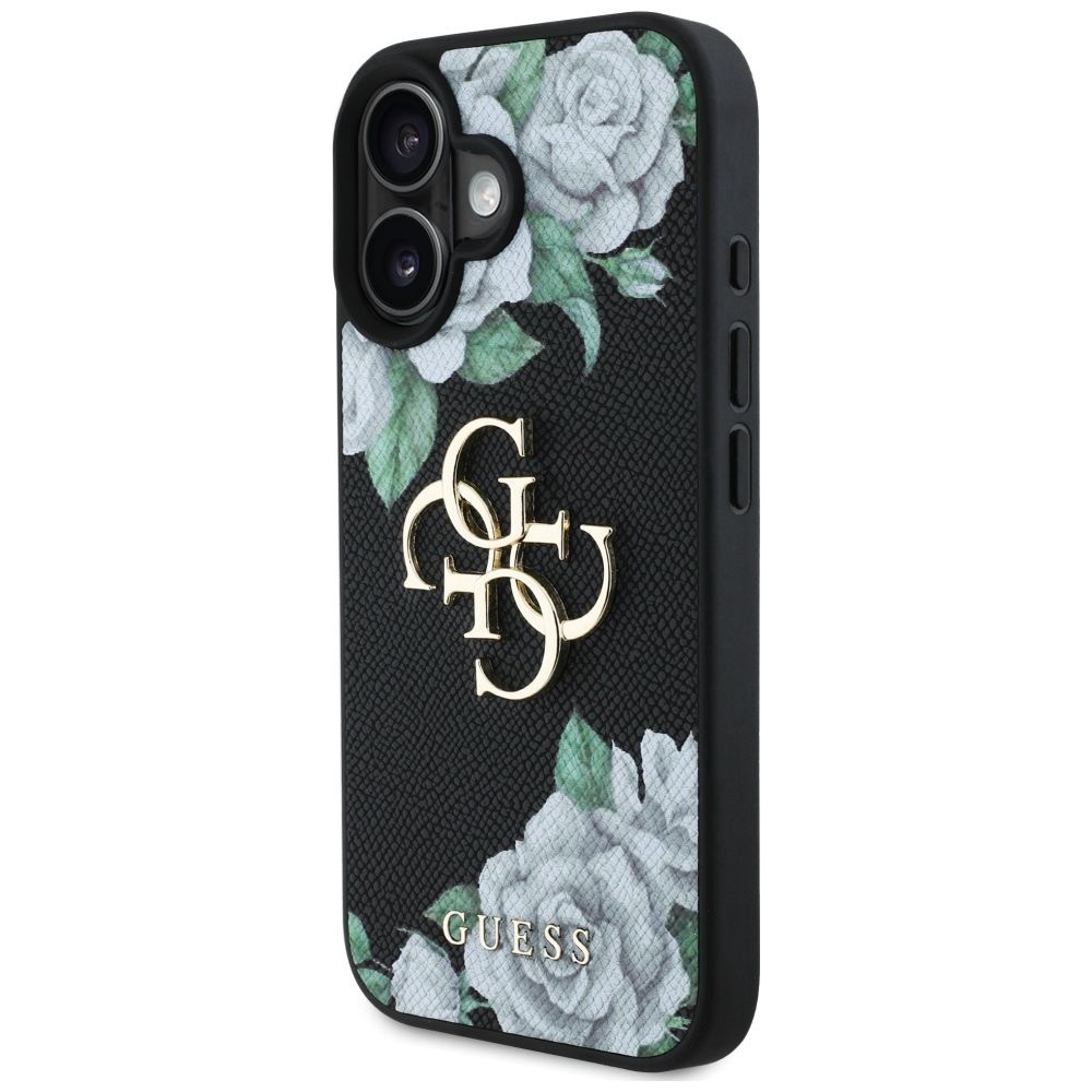 Case Guess Grained Roses Big 4G logo for iPhone 16 black - Image 2