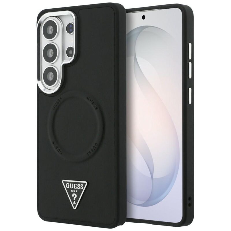 Case Guess Embossed Ring Triangle Logo MagSafe for Samsung Galaxy S26 Ultra black