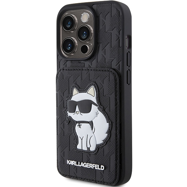 Karl Lagerfeld KLHCP15LSAKCNSCK iPhone 15 Pro 6.1" black hardcase Saffiano Cardslots and Stand - Image 2