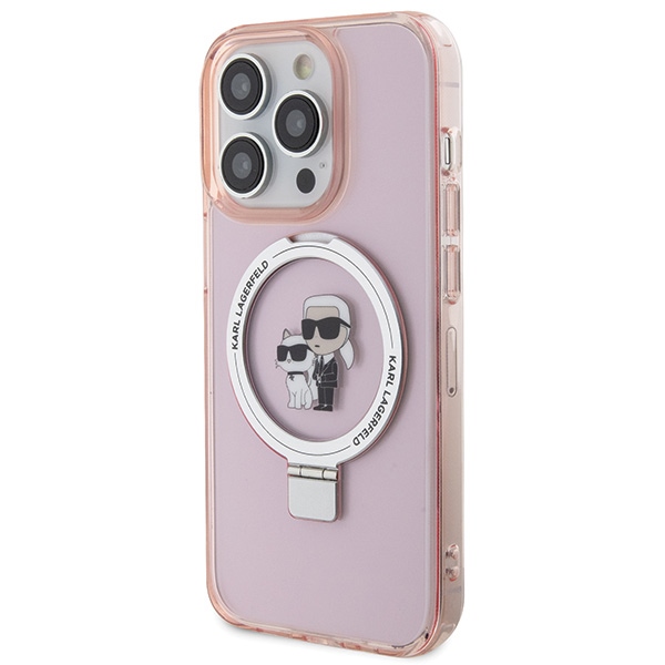 Karl Lagerfeld KLHMP15LHMRSKCP iPhone 15 Pro 6.1" pink hardcase Ring Stand Karl&Choupettte Mag - Image 2