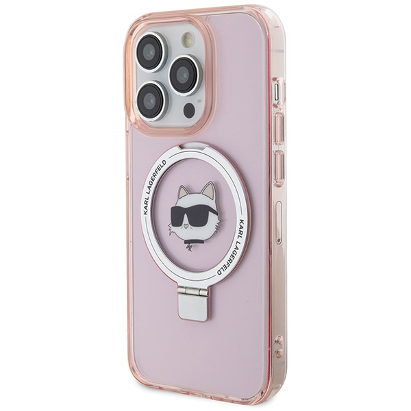 Karl Lagerfeld KLHMP15LHMRSCHP iPhone 15 Pro 6.1" pink hardcase Ring Stand Choupette Head MagSafe - Image 2