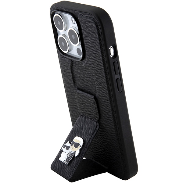 Karl Lagerfeld KLHCP15LGSAKCPK iPhone 15 Pro 6.1" black hardcase Gripstand Saffiano Karl&Choup - Image 2