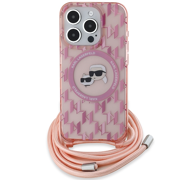 Karl Lagerfeld KLHMP15XHCKCKLCP iPhone 15 Pro Max 6.7" pink hardcase IML Crossbody Monogram Ka - Image 2