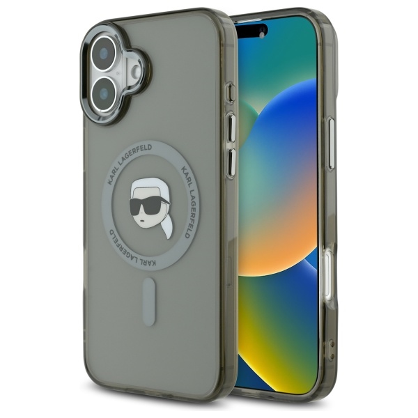 Karl Lagerfeld KLHMP16SHLSKIK iPhone 16 6.1" black hardcase IML Metal Karl Head MagSafe